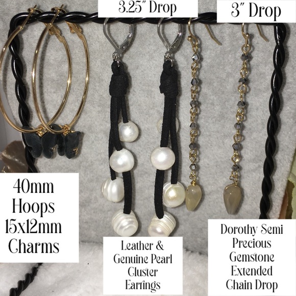 3pcs Fashion Earrings Bundle Acrylic Butterfly Hoops Pearl Dangle Drop - Picture 2 of 4